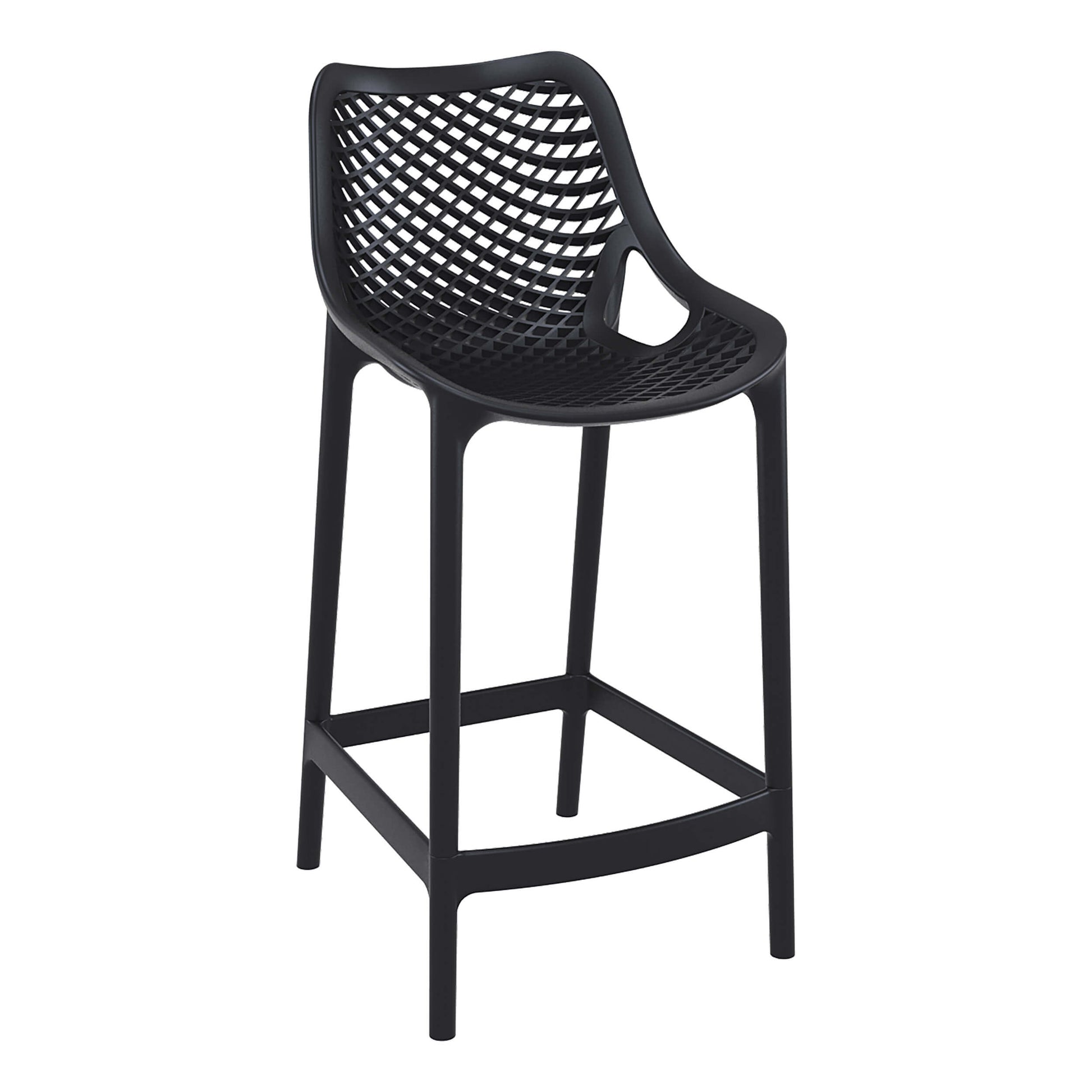 Alton | Modern Plastic Outdoor Bar Stools | Set Of 4 | Black