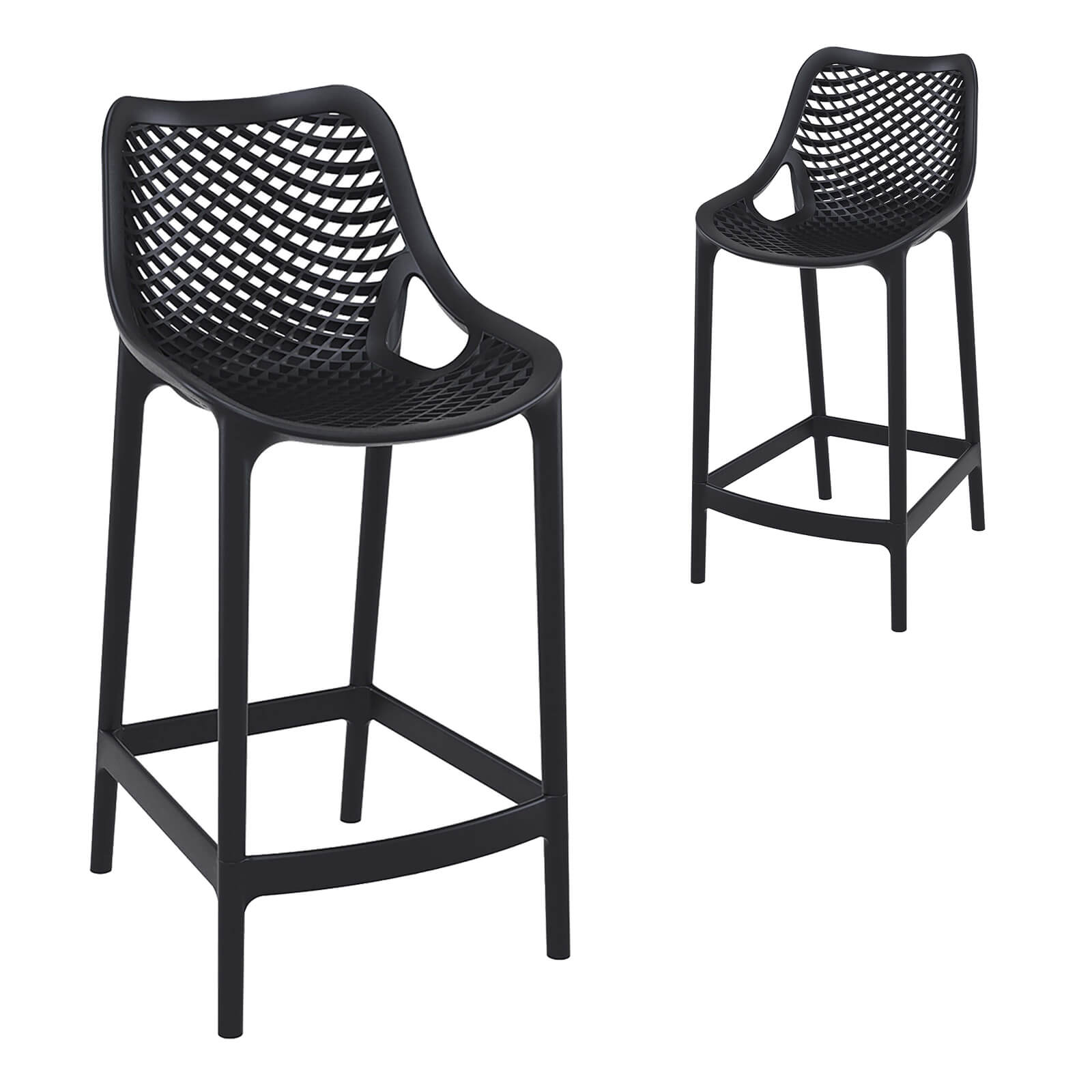 Alton | Modern Plastic Outdoor Bar Stools | Set Of 4 | Black