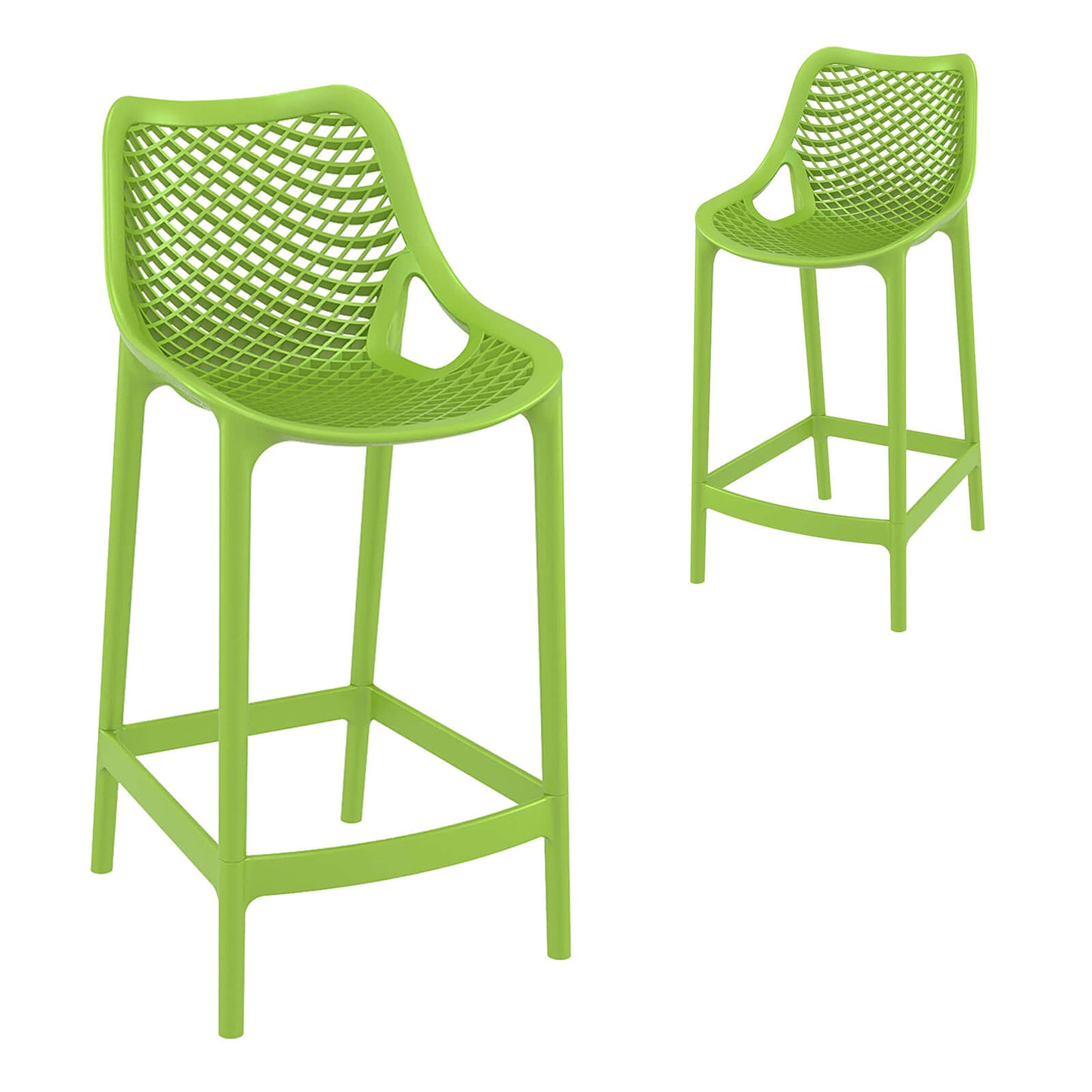 Alton | Modern Plastic Outdoor Bar Stools | Set Of 4 | Green