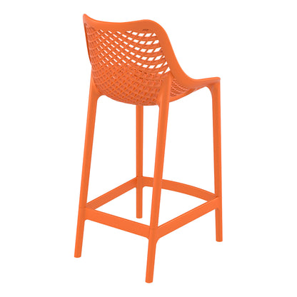 Alton | Modern Plastic Outdoor Bar Stools | Set Of 4 | Orange