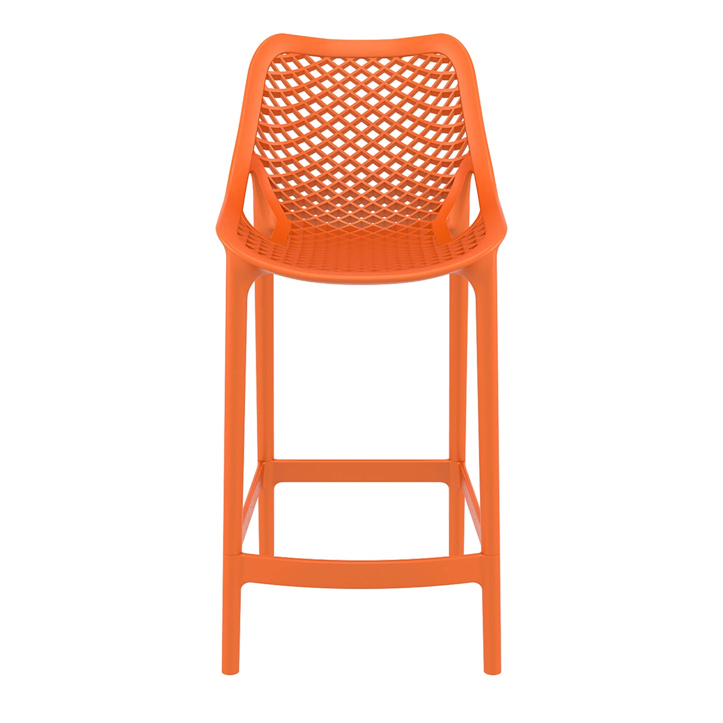 Alton | Modern Plastic Outdoor Bar Stools | Set Of 4 | Orange