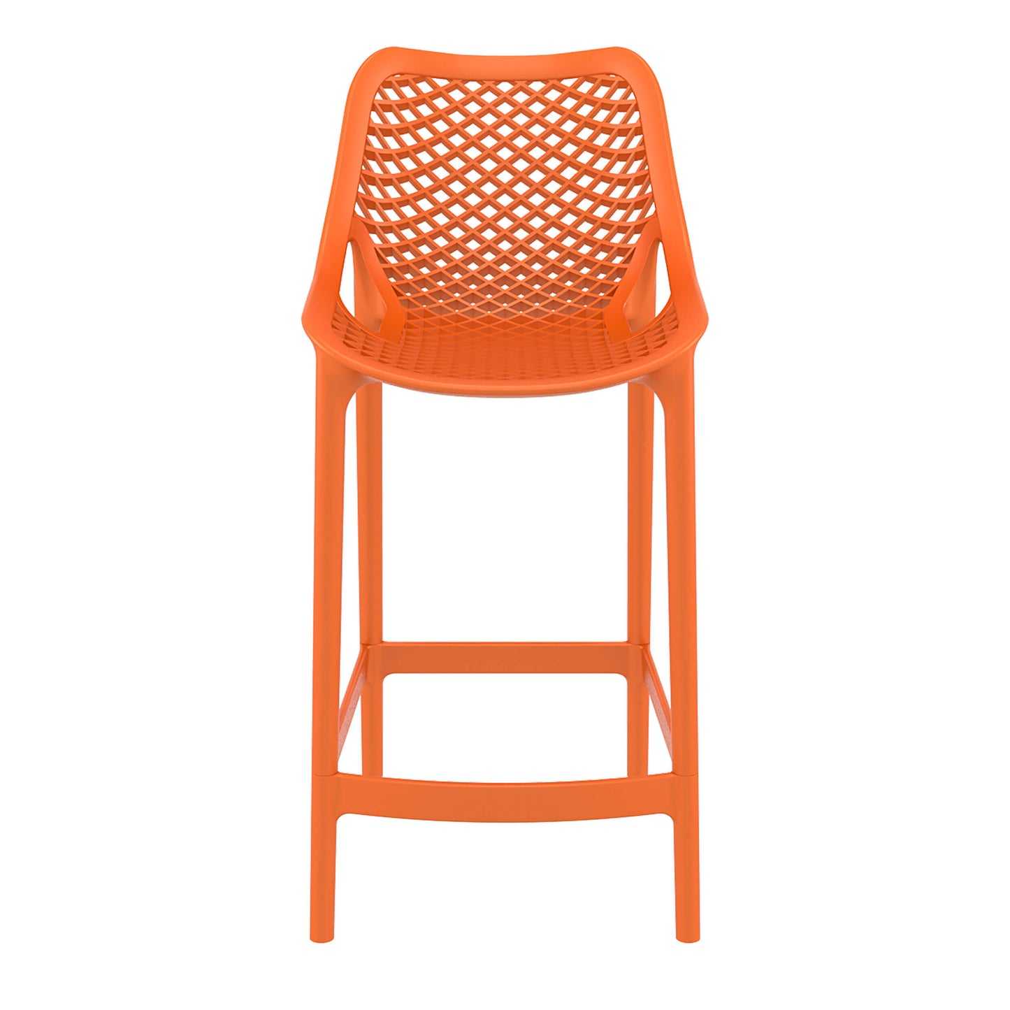 Alton | Modern Plastic Outdoor Bar Stools | Set Of 4 | Orange