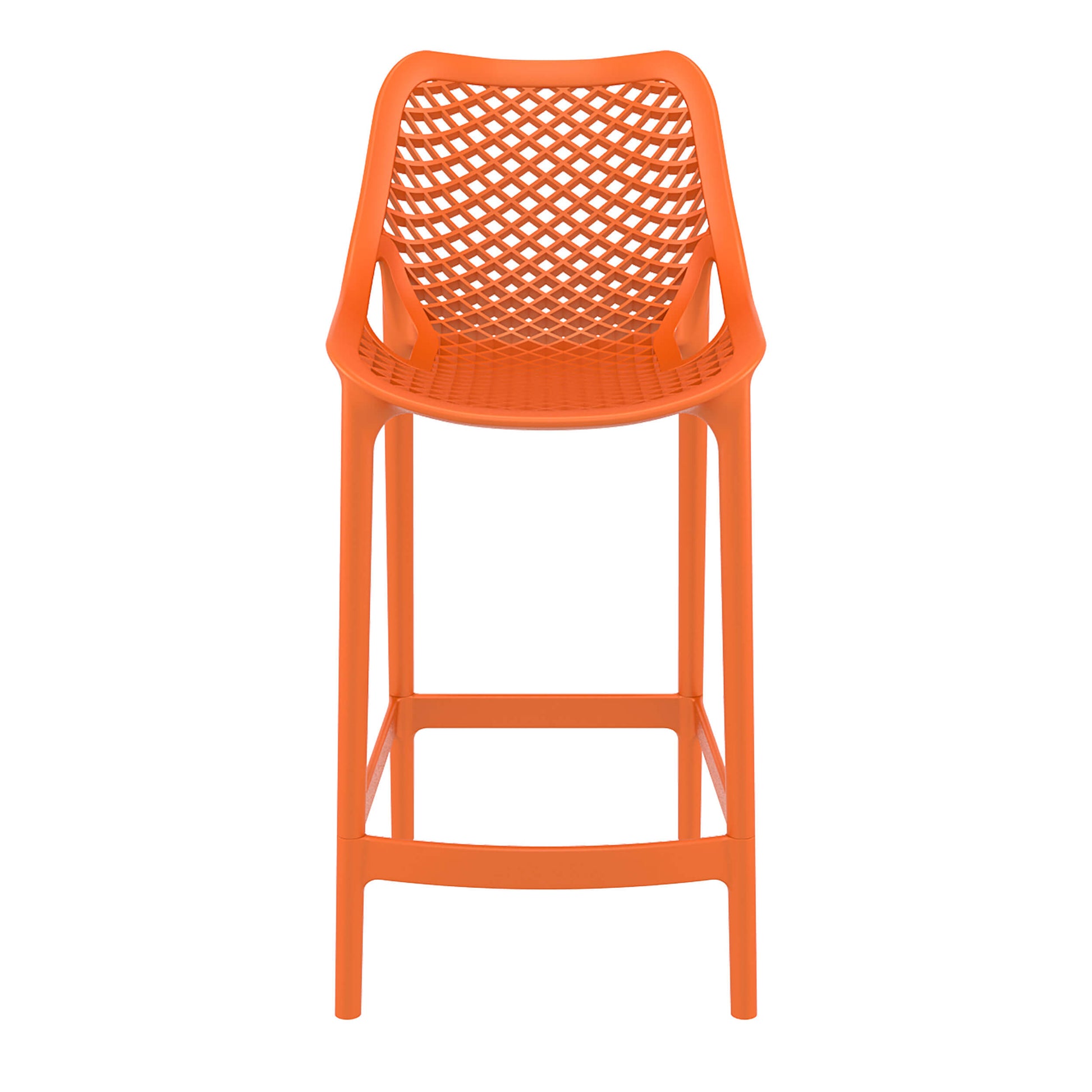 Alton | Modern Plastic Outdoor Bar Stools | Set Of 4 | Orange