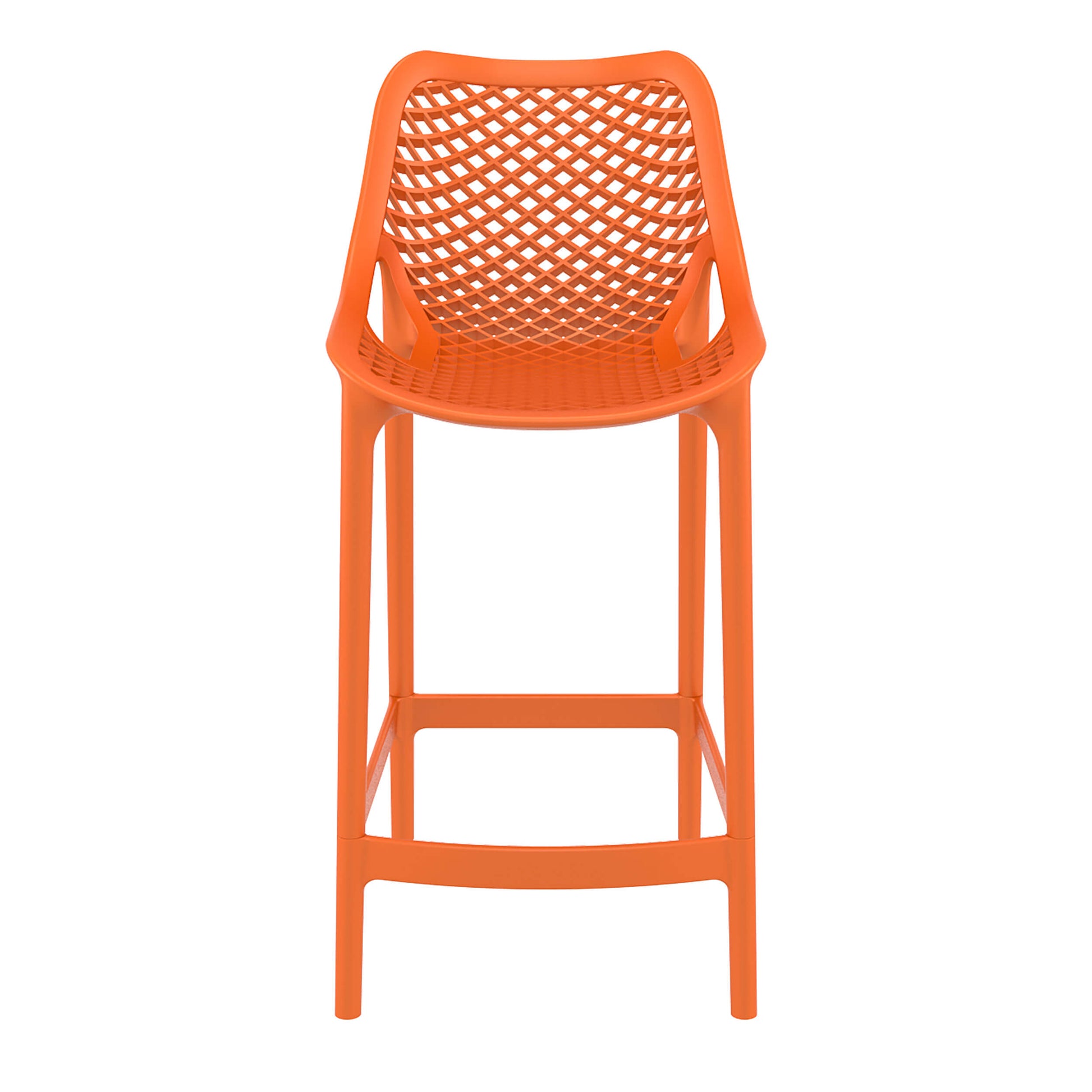 Alton | Modern Plastic Outdoor Bar Stools | Set Of 4 | Orange