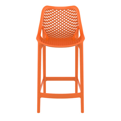 Alton | Modern Plastic Outdoor Bar Stools | Set Of 4 | Orange