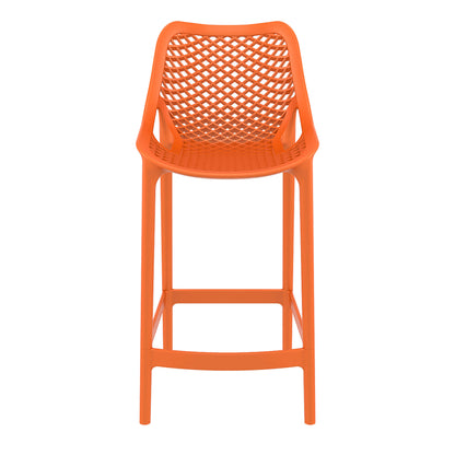 Alton | Modern Plastic Outdoor Bar Stools | Set Of 4 | Orange