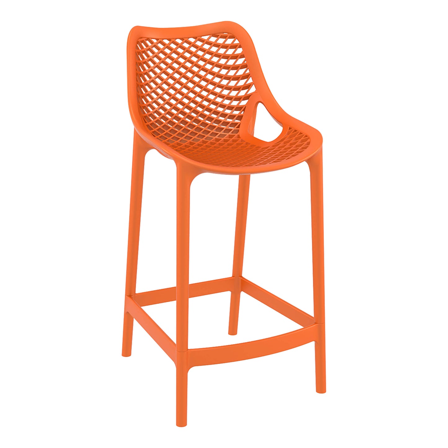 Alton | Modern Plastic Outdoor Bar Stools | Set Of 4 | Orange
