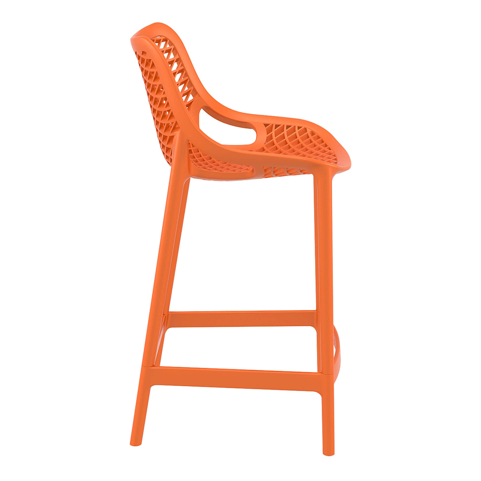 Alton | Modern Plastic Outdoor Bar Stools | Set Of 4 | Orange