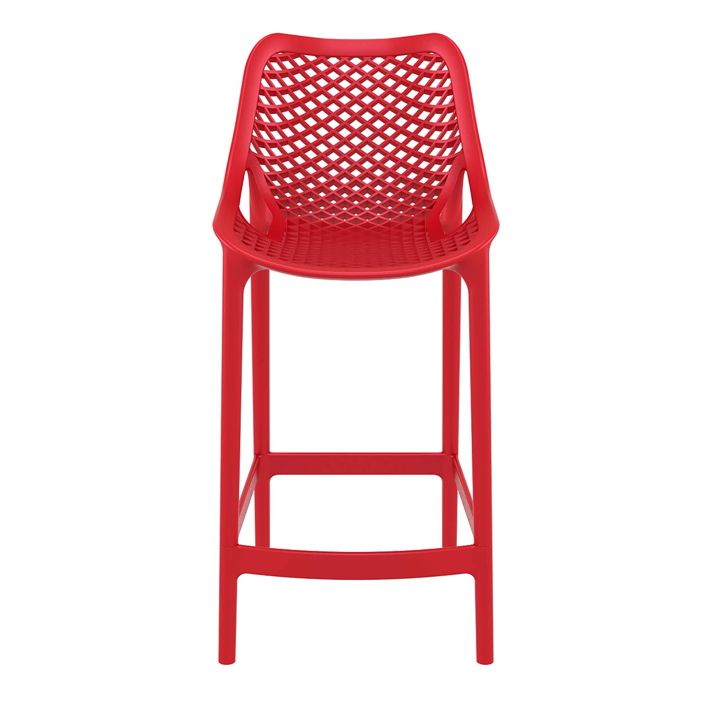 Alton | Modern Plastic Outdoor Bar Stools | Set Of 4 | Red