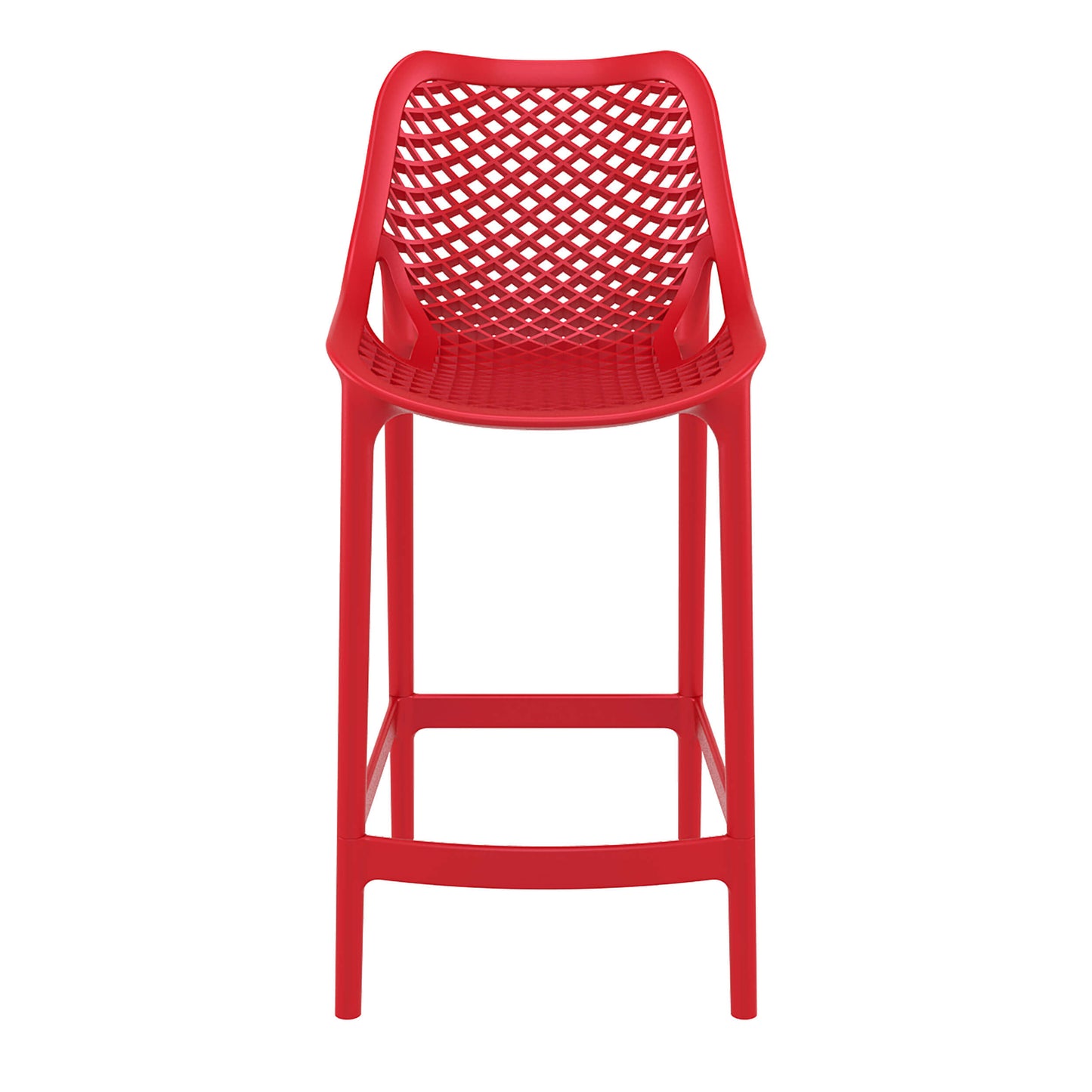 Alton | Modern Plastic Outdoor Bar Stools | Set Of 4 | Red