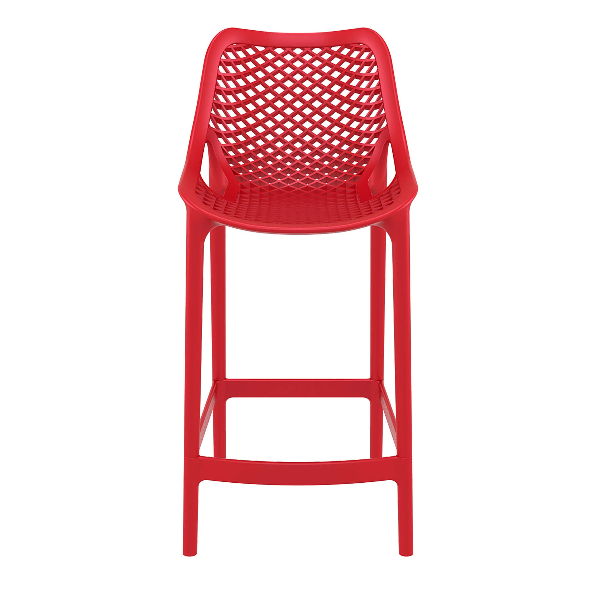 Alton | Modern Plastic Outdoor Bar Stools | Set Of 4 | Red