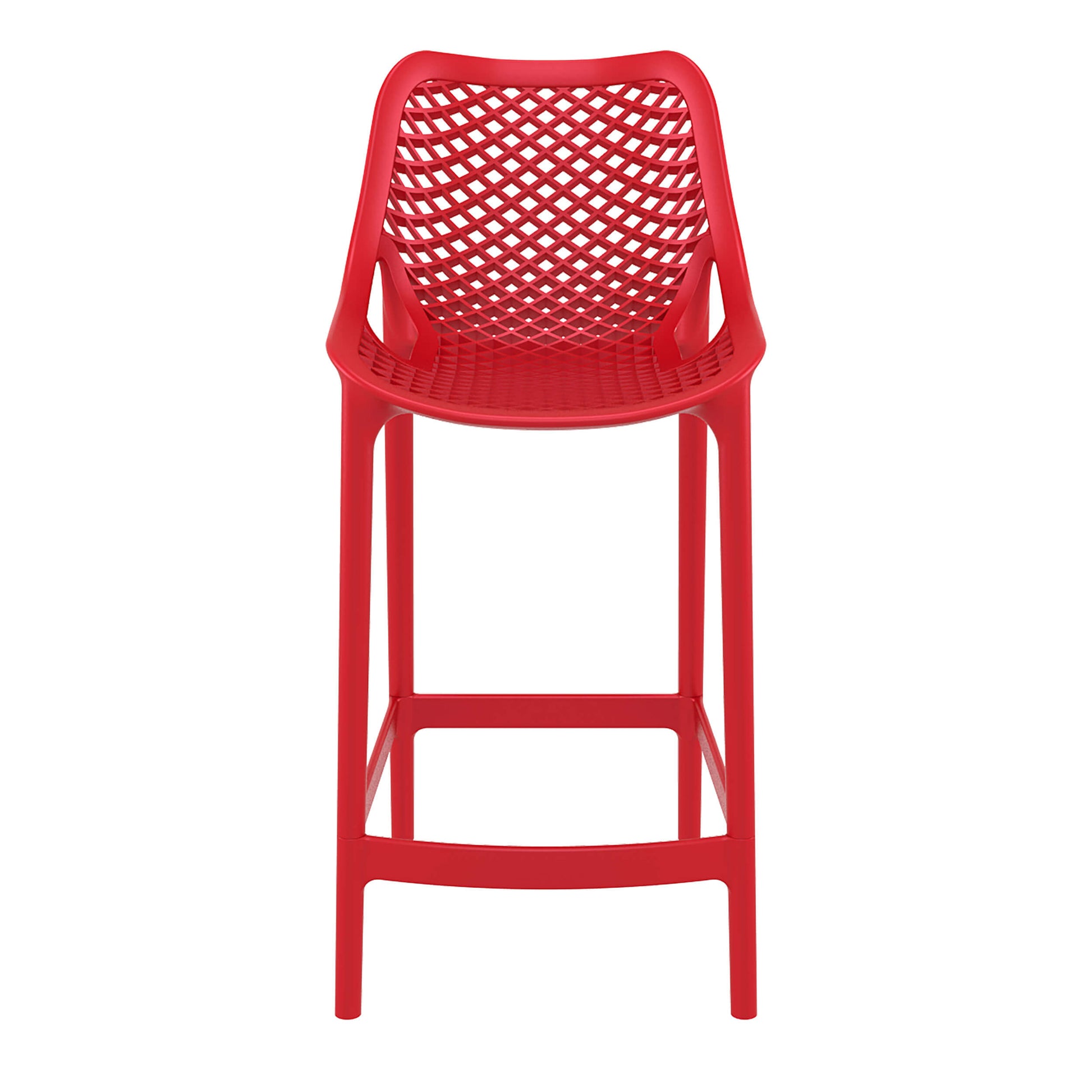 Alton | Modern Plastic Outdoor Bar Stools | Set Of 4 | Red