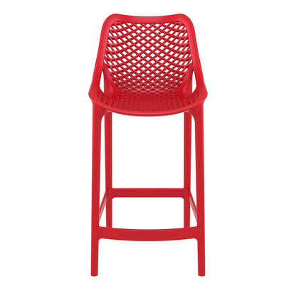 Alton | Modern Plastic Outdoor Bar Stools | Set Of 4 | Red