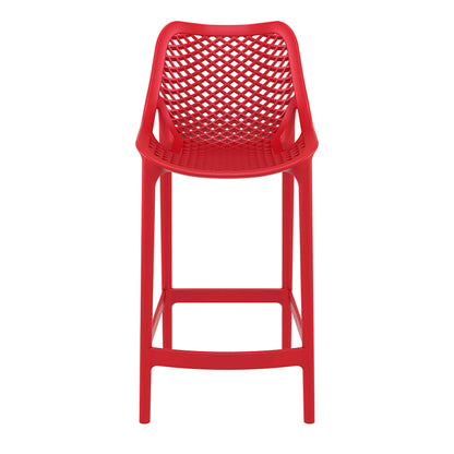 Alton | Modern Plastic Outdoor Bar Stools | Set Of 4 | Red