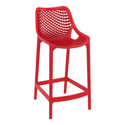 Alton | Modern Plastic Outdoor Bar Stools | Set Of 4 | Red