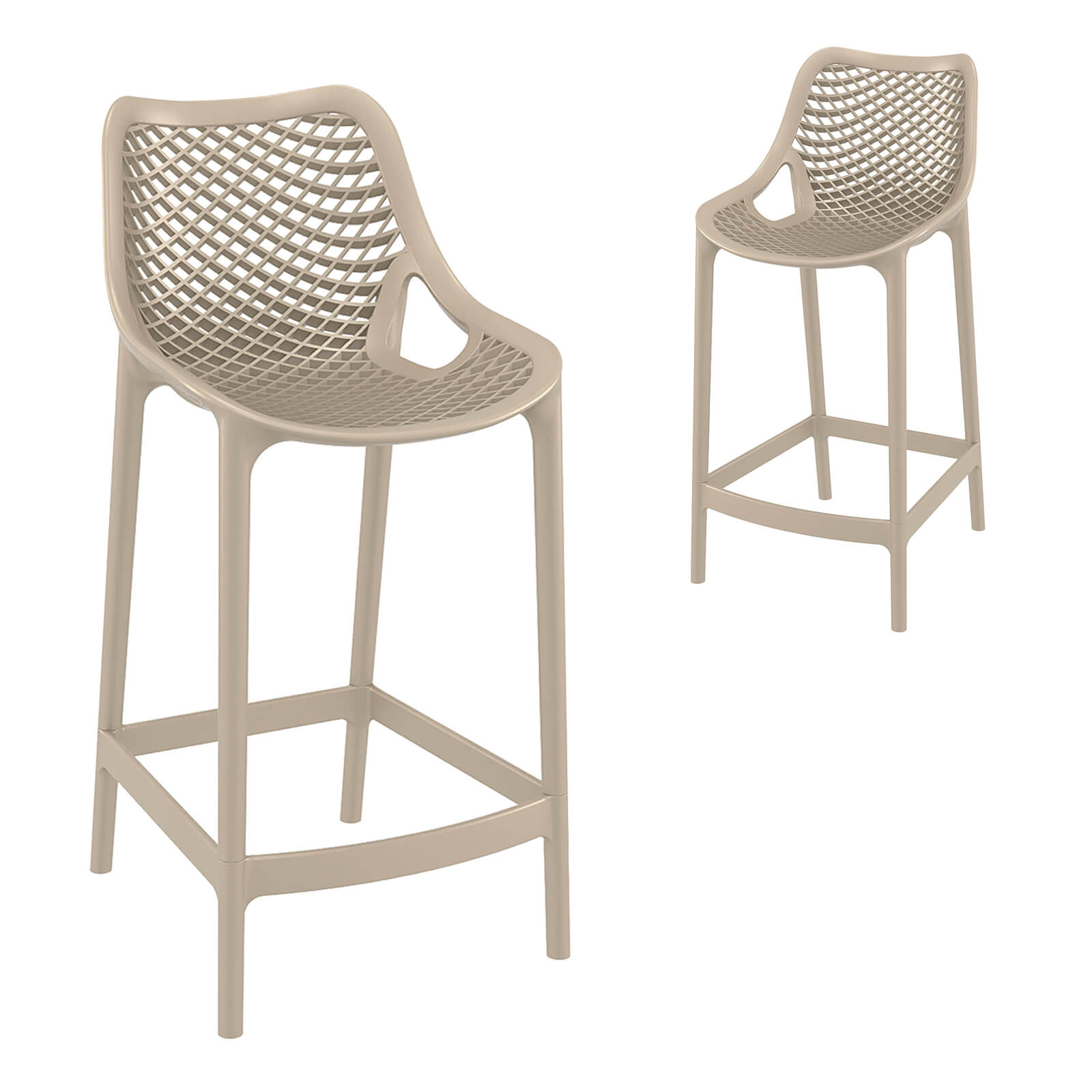 Alton | Modern Plastic Outdoor Bar Stools | Set Of 4 | Taupe