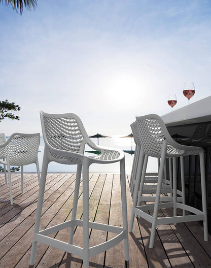 Alton | Modern Plastic Outdoor Bar Stools | Set Of 4 | White