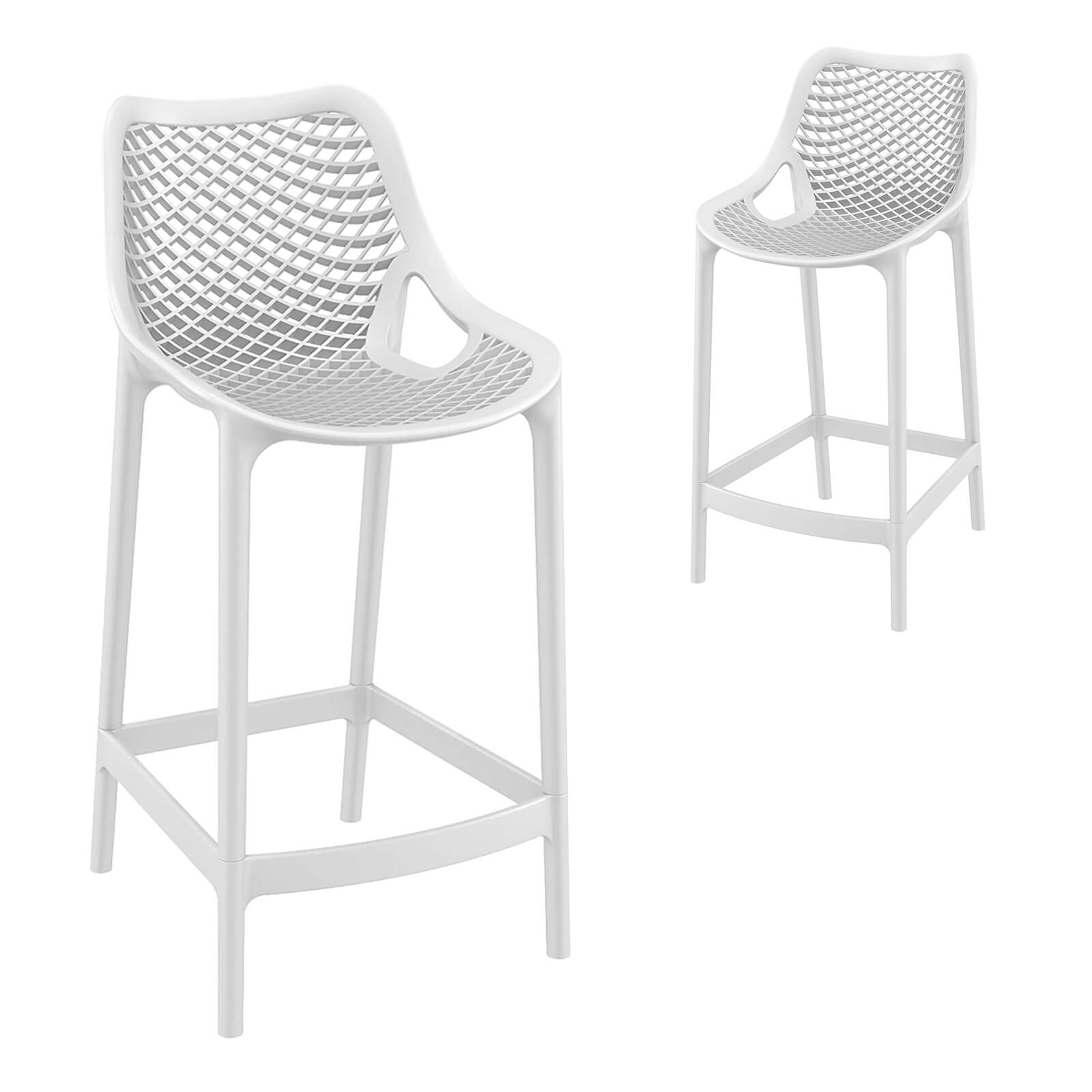 Alton | Modern Plastic Outdoor Bar Stools | Set Of 4 | White