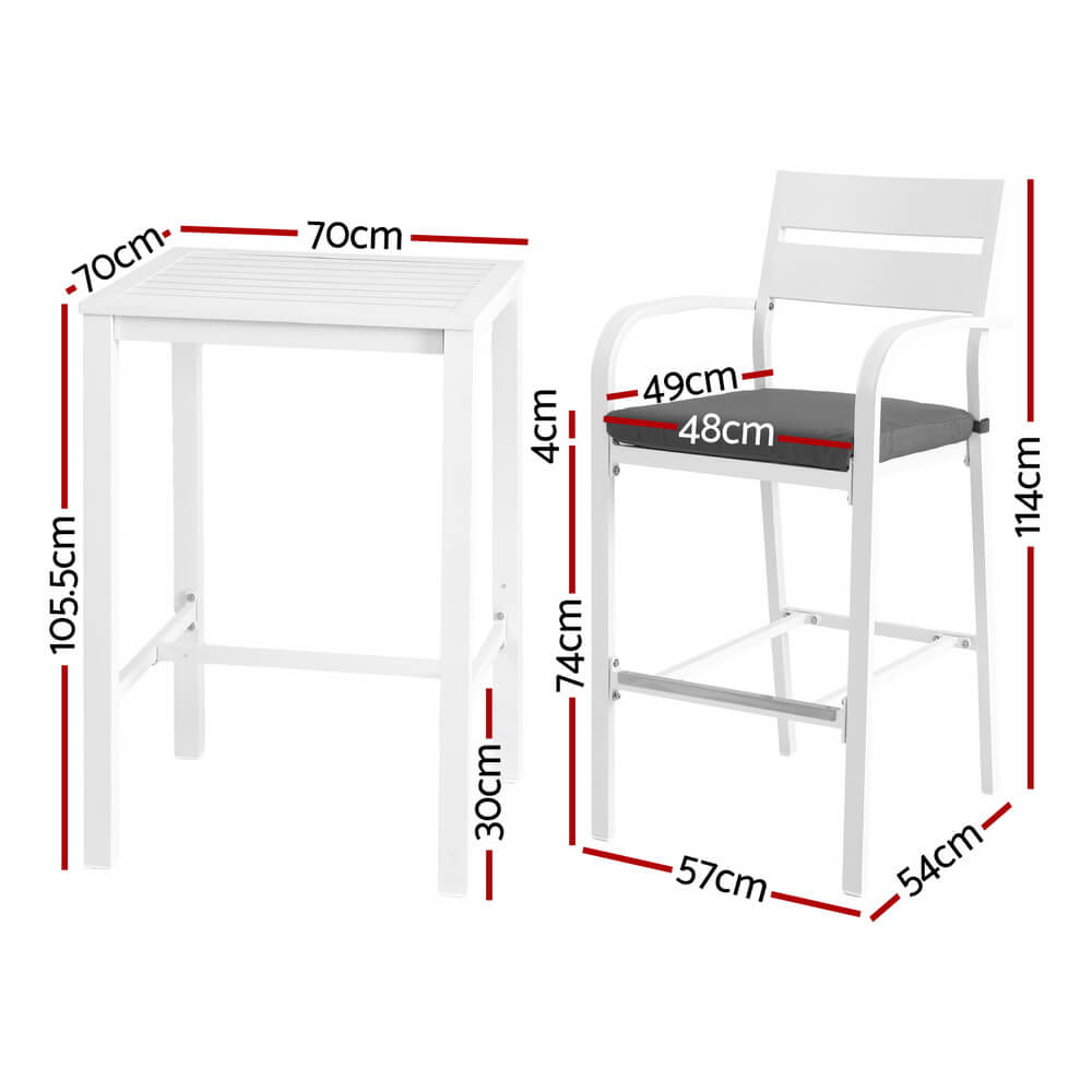 Alton | Modern Black White Metal Indoor Outdoor Bar Stool Set | White