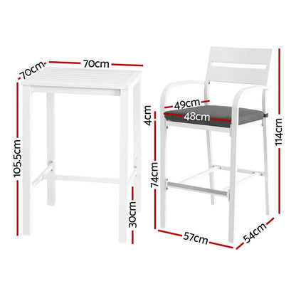 Alton | Modern Black White Metal Indoor Outdoor Bar Stool Set | White