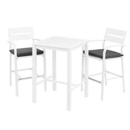 Alton | Modern Black White Metal Indoor Outdoor Bar Stool Set | White
