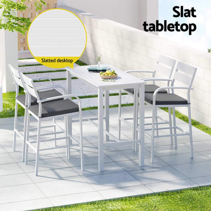 Alton | Modern Dark Grey White Metal Indoor Outdoor Bar Stool Set | 4 Seater | White