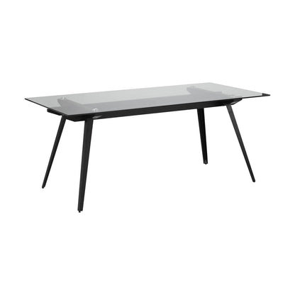 Alvie | Black Metal 180cm Glass Rectangular Dining Table | Black