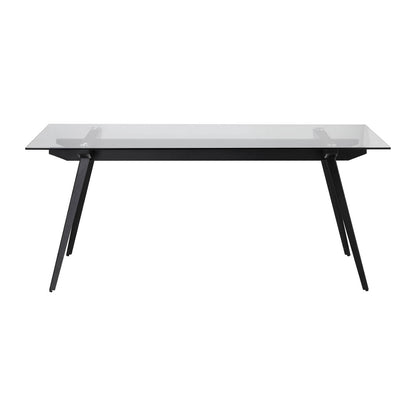 Alvie | Black Metal 180cm Glass Rectangular Dining Table | Black