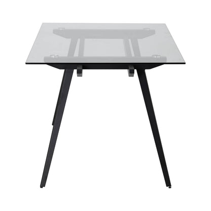 Alvie | Black Metal 180cm Glass Rectangular Dining Table | Black