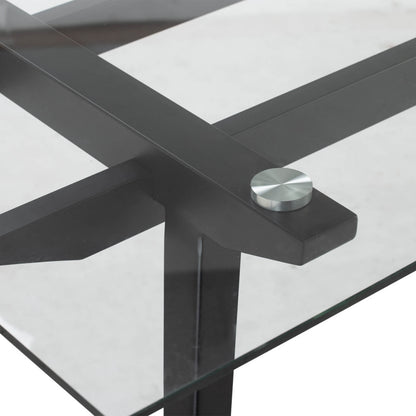 Alvie | Black Metal 180cm Glass Rectangular Dining Table | Black