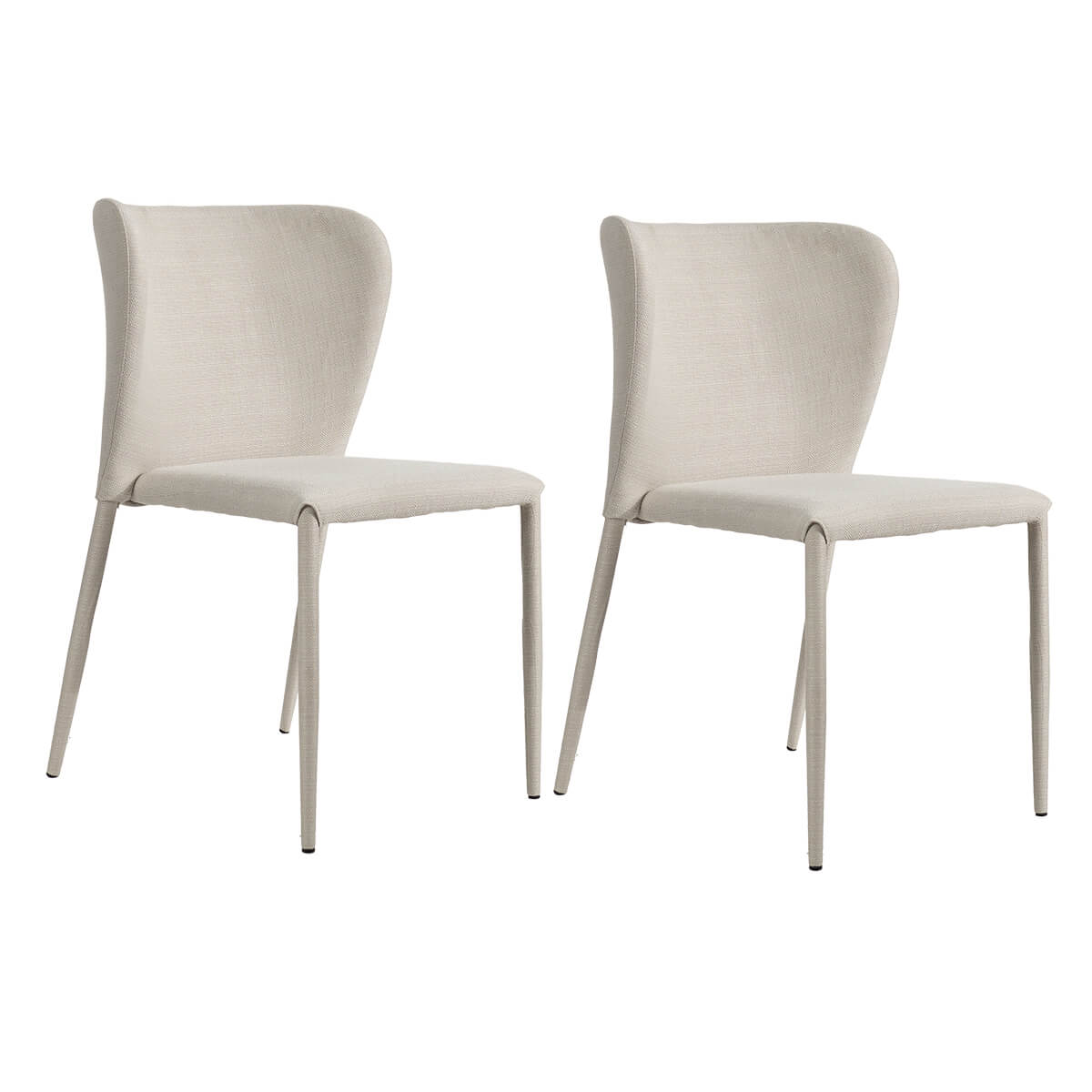 Amalfi | Contemporary Natural Black Fabric Dining Chairs | Set Of 2 | Natural