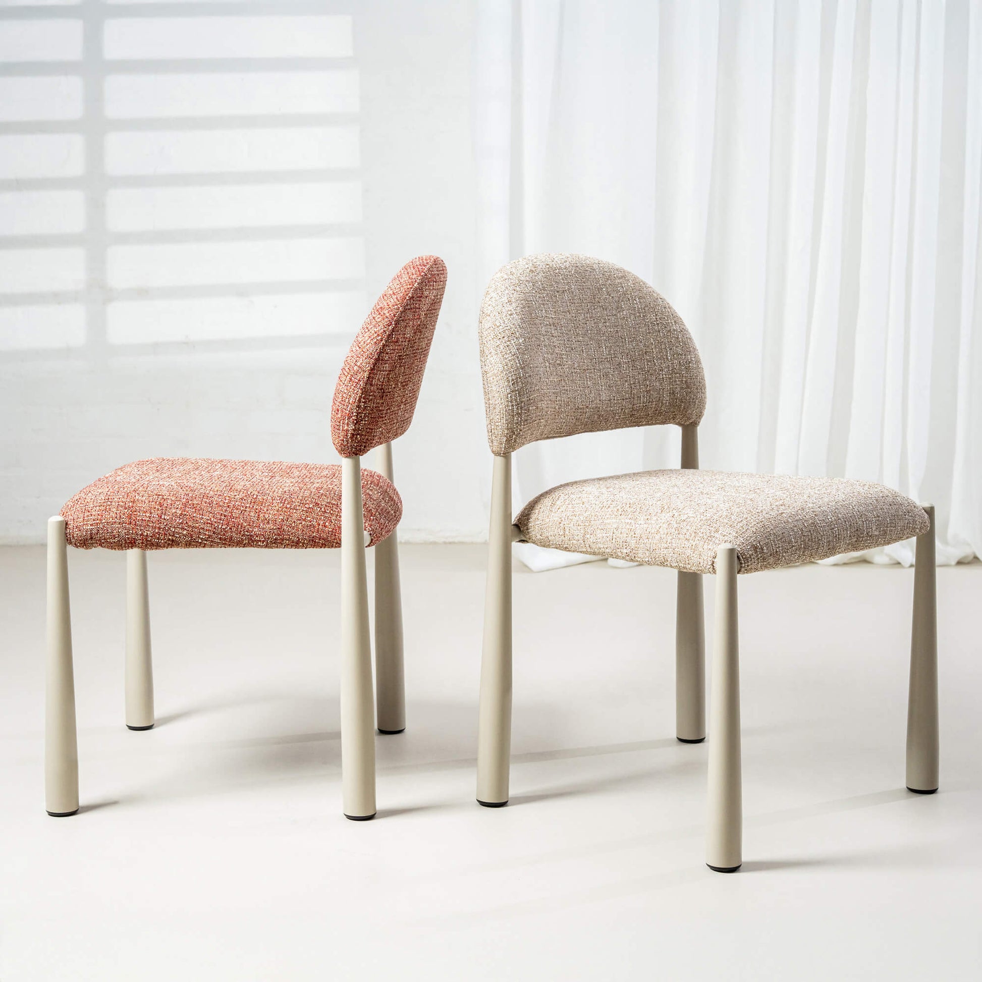 Amalfi Coastal Modern Metal Autumn Fabric Dining Chairs | Autumn