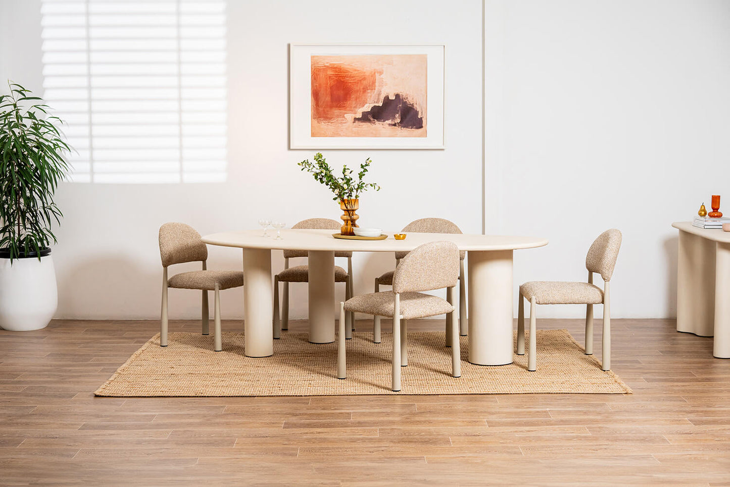 Amalfi Coastal Modern Metal Autumn Fabric Dining Chairs | Autumn