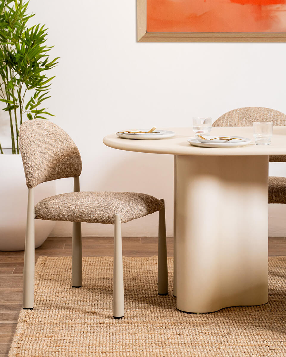 Amalfi Coastal Modern Metal Autumn Fabric Dining Chairs | Autumn