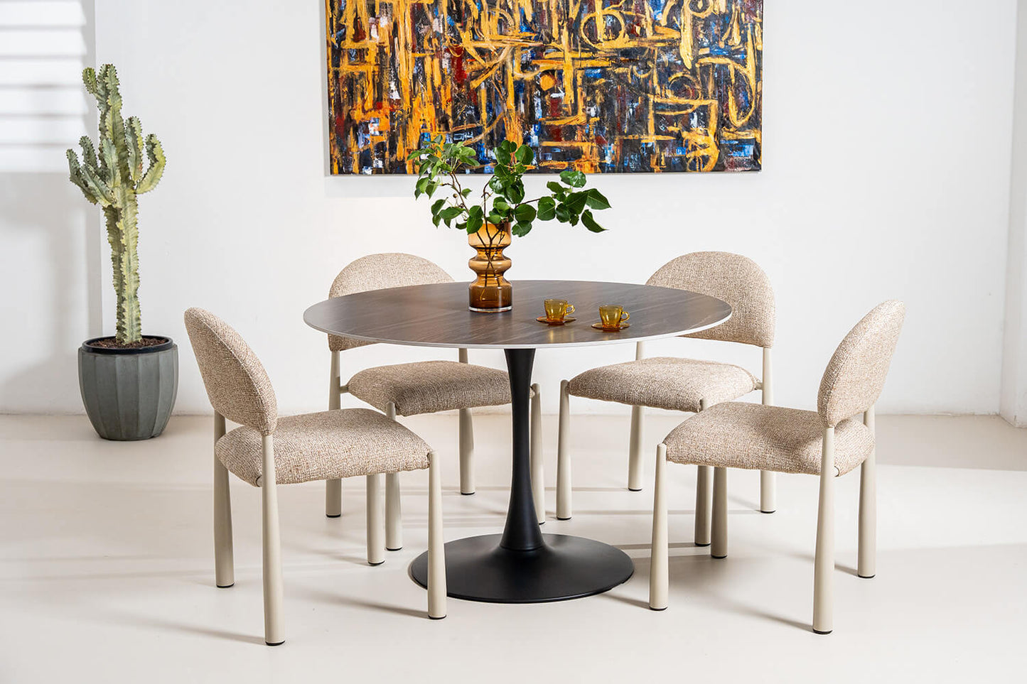 Amalfi Coastal Modern Metal Autumn Fabric Dining Chairs | Autumn