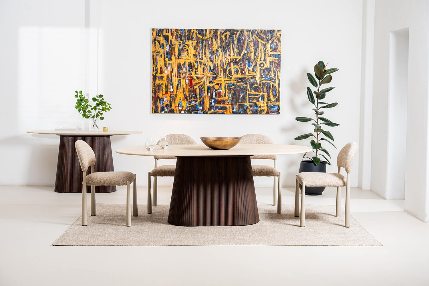 Amalfi Coastal Modern Metal Autumn Fabric Dining Chairs | Autumn