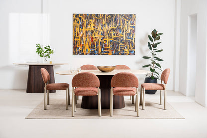 Amalfi Coastal Modern Metal Autumn Fabric Dining Chairs | Sunset