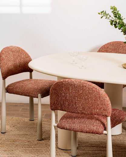 Amalfi Coastal Modern Metal Autumn Fabric Dining Chairs | Sunset