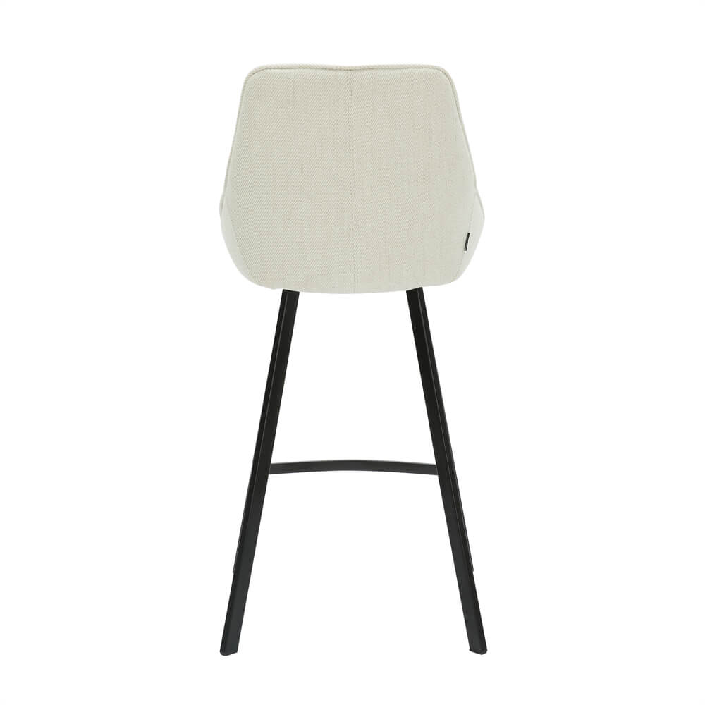 Amberley | Contemporary Metal White Sand Fabric Bar Stools | Set Of 2 | Sand