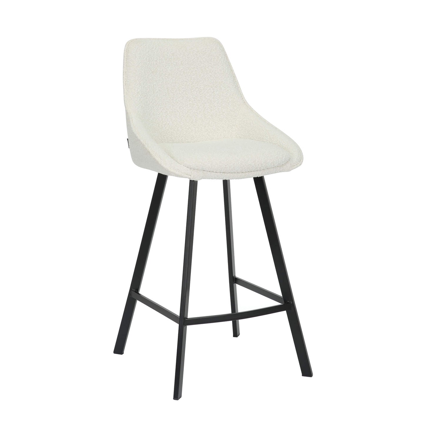 Amberley | Contemporary Metal White Sand Fabric Bar Stools | Set Of 2 | White