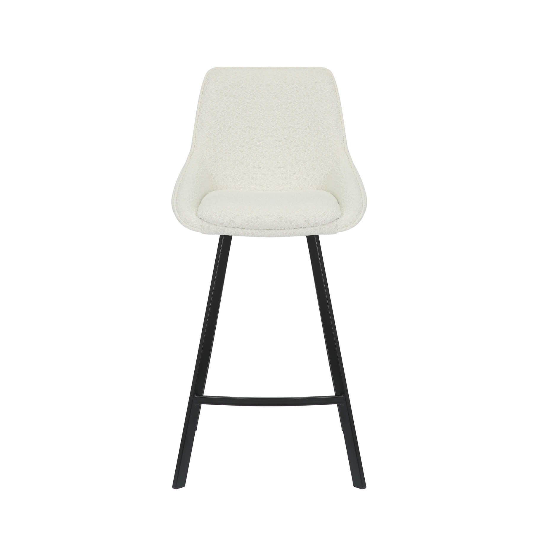 Amberley | Contemporary Metal White Sand Fabric Bar Stools | Set Of 2 | White