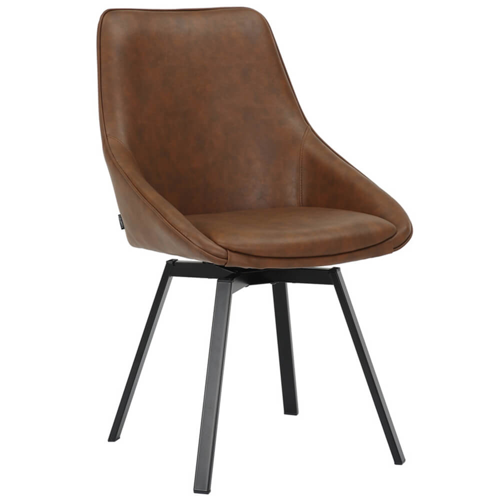 Amberley | Contemporary Swivel PU Leather Dining Chairs | Set Of 2 | Tan