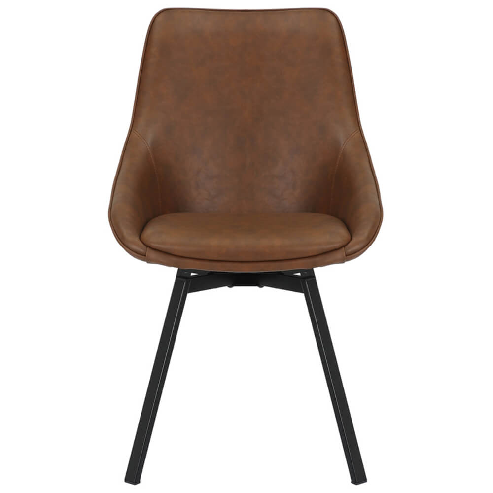 Amberley | Contemporary Swivel PU Leather Dining Chairs | Set Of 2 | Tan