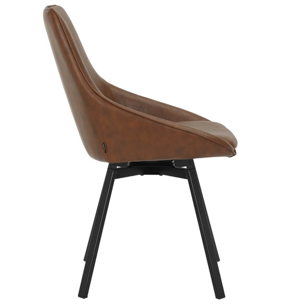Amberley | Contemporary Swivel PU Leather Dining Chairs | Set Of 2 | Tan