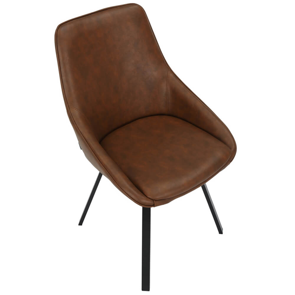 Amberley | Contemporary Swivel PU Leather Dining Chairs | Set Of 2 | Tan
