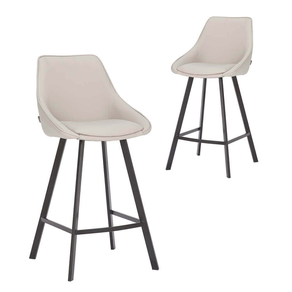 Modern Light Grey PU Leather Bar Stools | Light Grey