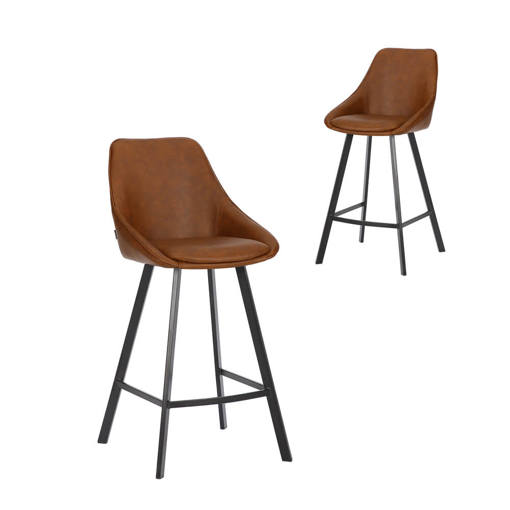 Modern Tan PU Leather Bar Stools | Tan