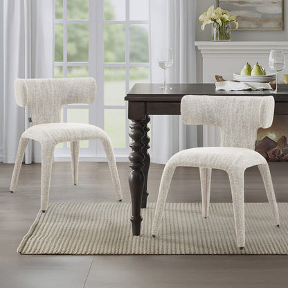 Amira | Mid Century Cream Coffee Fabric Dining Chairs | Set Of 2 | Coffee