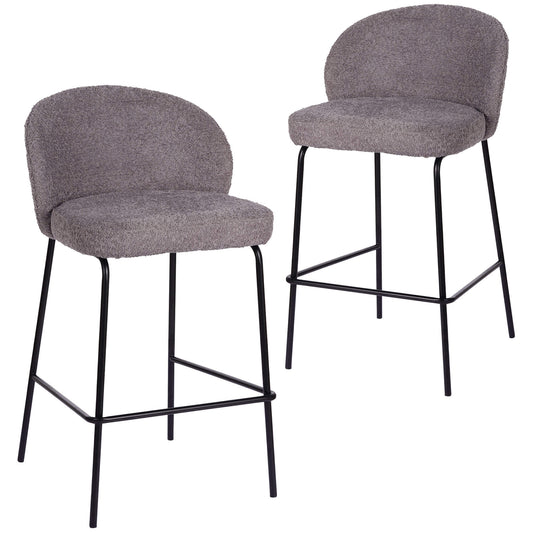 Andre | Modern Metal Fabric Bar Stools | Set Of 2 | Pewter