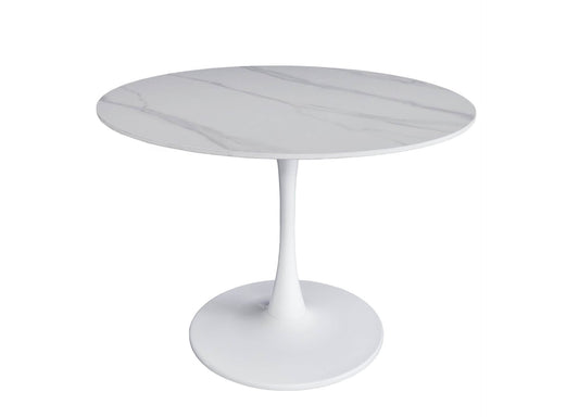 Andre | Metal Scratch Resistant Polished Ceramic 4 Seater Round Dining Table | White